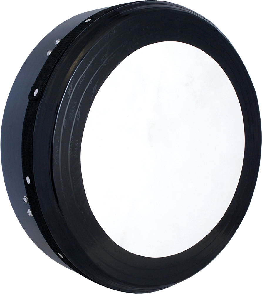 Glenluce Simple 16inch Tuneable Bodhran Single cut out shell with a 6 point, key-tuned rim. Matt black finish