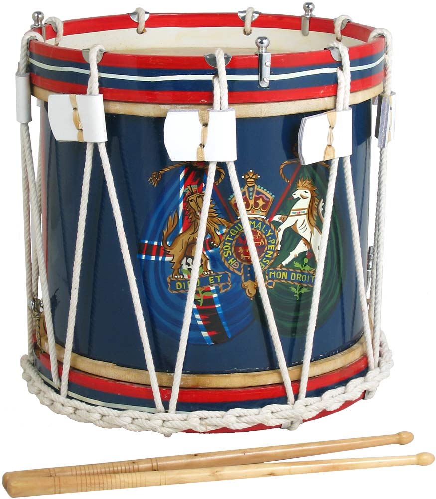 Atlas Military Style Side Drum, 14inch 14inch head, 16 deep, rope tensioned with gut snare, complete with drumsticks