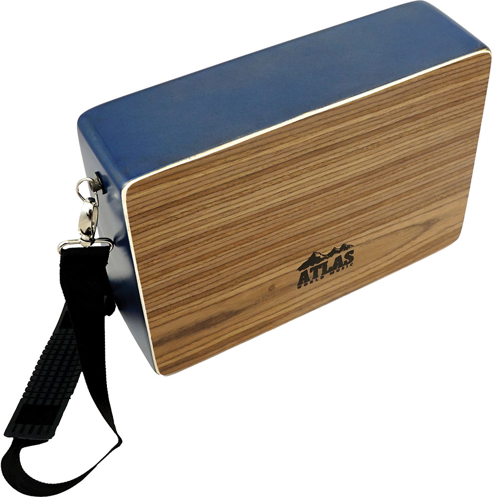 Atlas AC-LP Laptop Style Cajon Blue colored MDF body with a walnut ply top