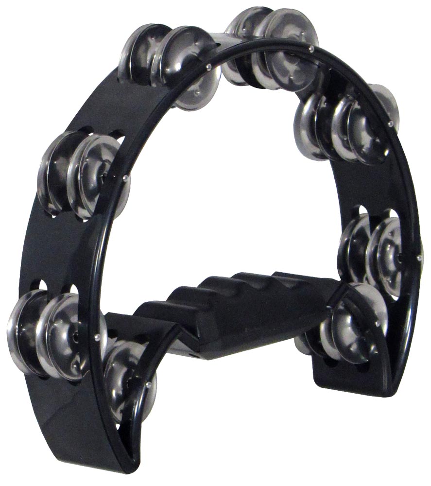 Atlas Half Moon Tambourine, Black Black. Sturdy Tambourine with a chunky plastic handle