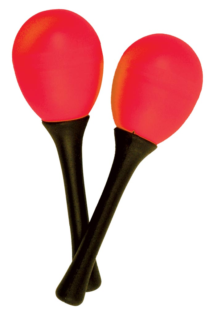 Atlas Pair of Egg Maracas, Red Pair of shaky egg style maracas with short handles