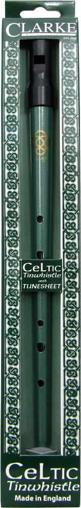 Clarke High D Whistle, Celtic Design Traditional tapering tin tube with moulded black plastic mouthpiece