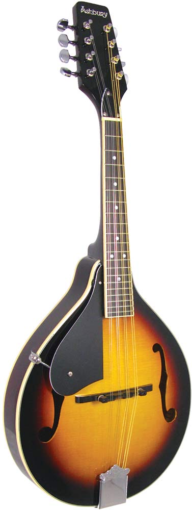 Ashbury AM-10SBL A Style Mandolin, Left Handed Left handed, spruce top, mahogany body. f-hole model, brown s/b finish.