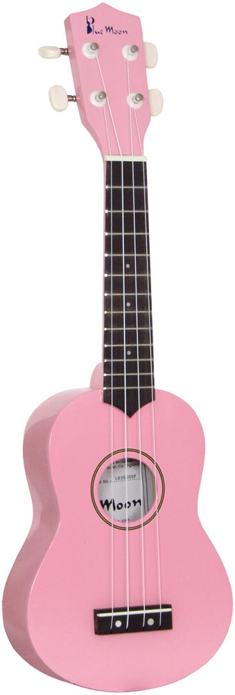 Blue Moon BU-02P Colored Soprano Uke, Pink Good quality, very playable Uke. Lindenwood fingerboard and bridge. Nickel frets