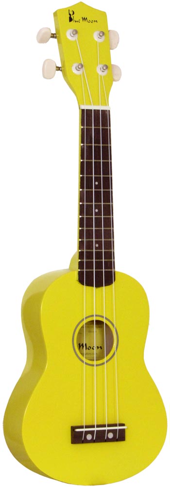 Blue Moon BU-02 Colored Soprano Uke, Yellow Good quality, very playable Uke. Lindenwood fingerboard and bridge. Nickel frets