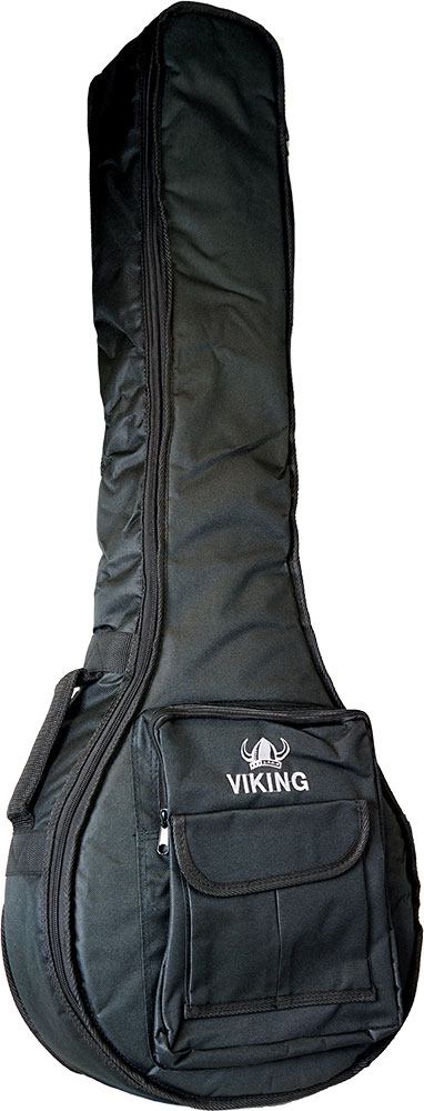 Viking VBB-25-5 Deluxe 5St Open Back Banjo Bag Tough 600D black nylon outer with 15mm padding. Plush red lining