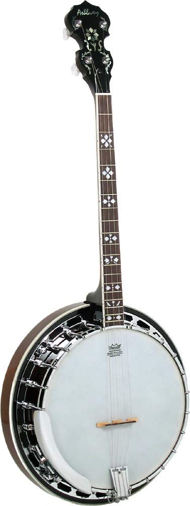 Ashbury AB-45-T Tenor Banjo, Mahogany Resonator Rolled brass tone ring. White ABS bound mahogany neck. Rosewood f/board.19 Frets