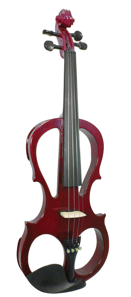 Valentino VE-008 Electric Frame Violin, Red Full size. Frame style quiet electric violin complete with headphones