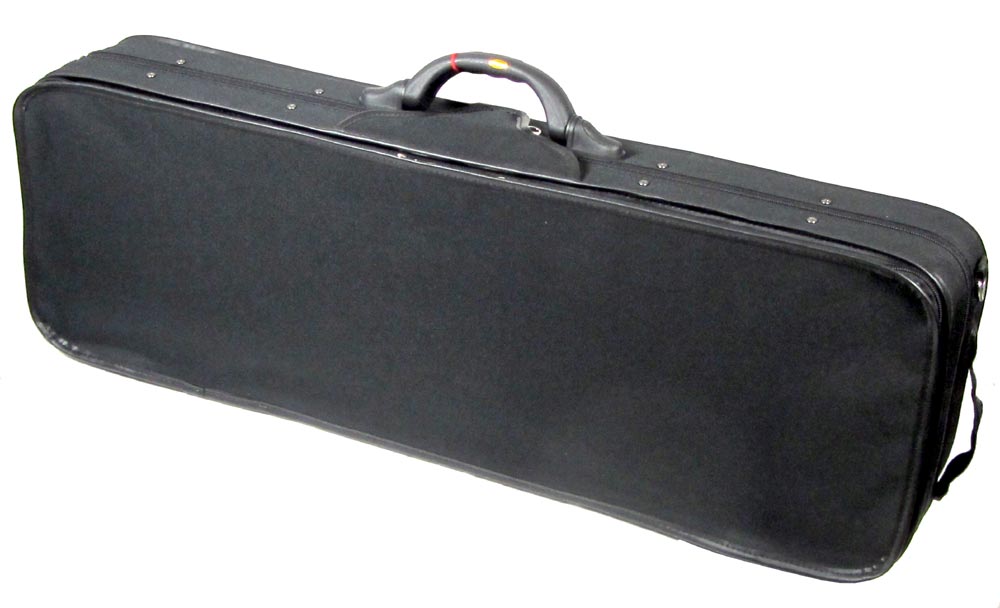 Viking VVC-006 Full Size Oblong Violin Case Black cover, foam, red interior, 2 bow spaces. external pocket. 4/4