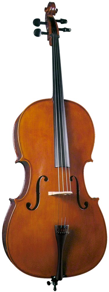 Cremona SC-200 3/4 Size Cello Outfit with bow Flamed maple in translucent light red finish for a quality cello look