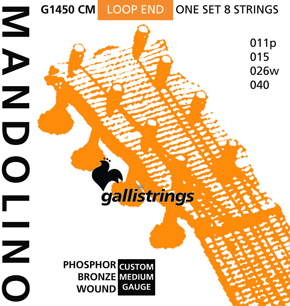 Galli G1450CM Mandolin Strings, Ph/Bz.Medium Phosphor Bronze wound, loop ended