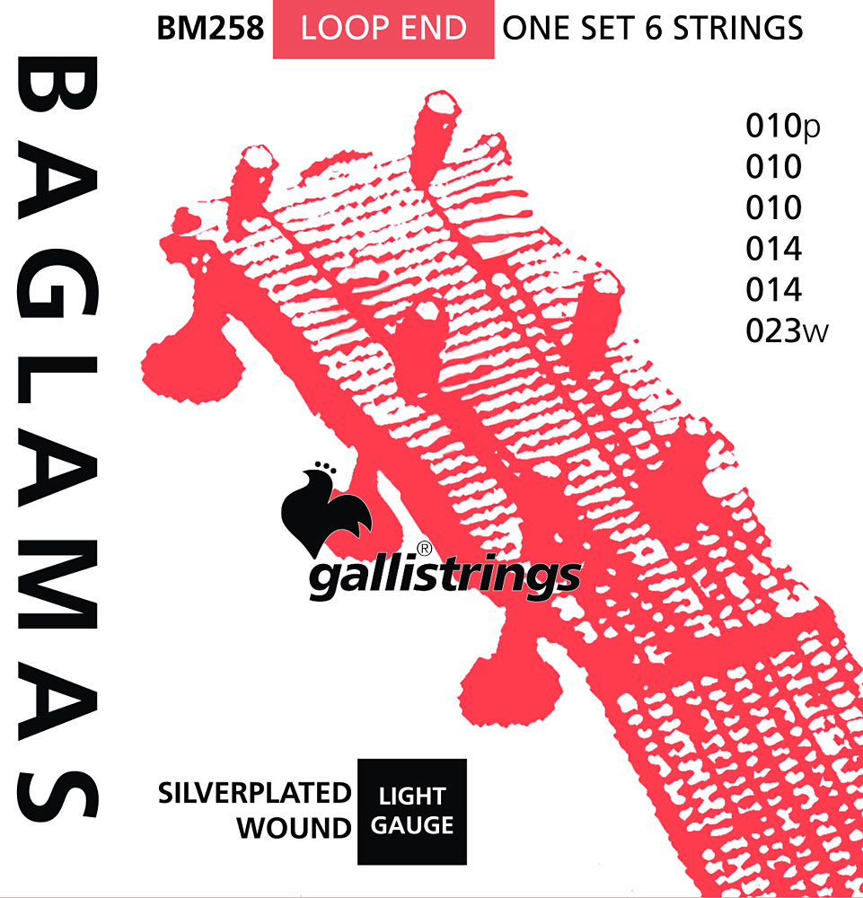 Galli BM258 Baglamas Strings 6 strings with a silverplated .023w G string