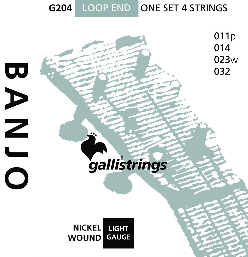 Galli G204 Jazz Tenor Banjo C-G-D-A tuning. Nicke plated steel. String gauges: .010 .014 .023 .032