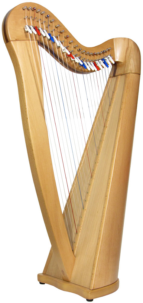 Glenluce Black Loch 22 String Lap Harp 3 Octaves from A3 to A6. Color coded semi tone levers