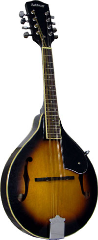 Ashbury AM-10SB A Style Mandolin, Sunburst Spruce top, mahogany body. f-hole model, brown sunburst finish.