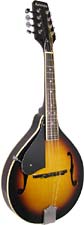 Ashbury AM-10SBL A Style Mandolin, Left Handed Left handed, spruce top, mahogany body. f-hole model, brown s/b finish.