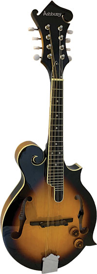 Ashbury AM-380E Electro F Style Mandolin, S/B Electro Acoustic Mandolin with tone and volume controls, Sunburst finish