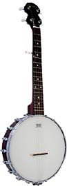 Ashbury AB-15-5 5 Str Travel Banjo, Open Back Beveled mahogany pot. Bound mahogany neck with rosewood fingerboard. 19 Frets