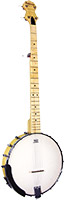 Ashbury AB-25-5 5 String Banjo, Maple Open Back Rolled brass tone ring. Maple bound maple neck. Maple fingerboard.22 Frets