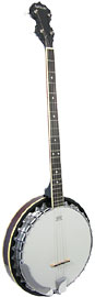 Ashbury AB-35-P Plectrum Banjo, Mahogany Reso Aluminum rim. White ABS bound mahogany neck with rosewood fingerboard. 22 Frets